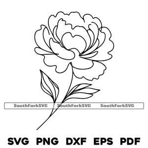 Pfingstrose Blume einfache Minimal Linie Kunst svg png dxf eps pdf | Vektorgrafik Datei Laser Clip Art schneiden | sofortiger digitaler Download kommerzielle Nutzung