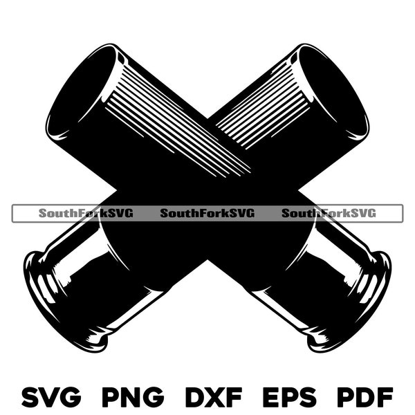 Crossed Shotgun Shells Design Files svg png dxf pdf eps | transparent vector graphic cut print dye sub laser digital files commercial use