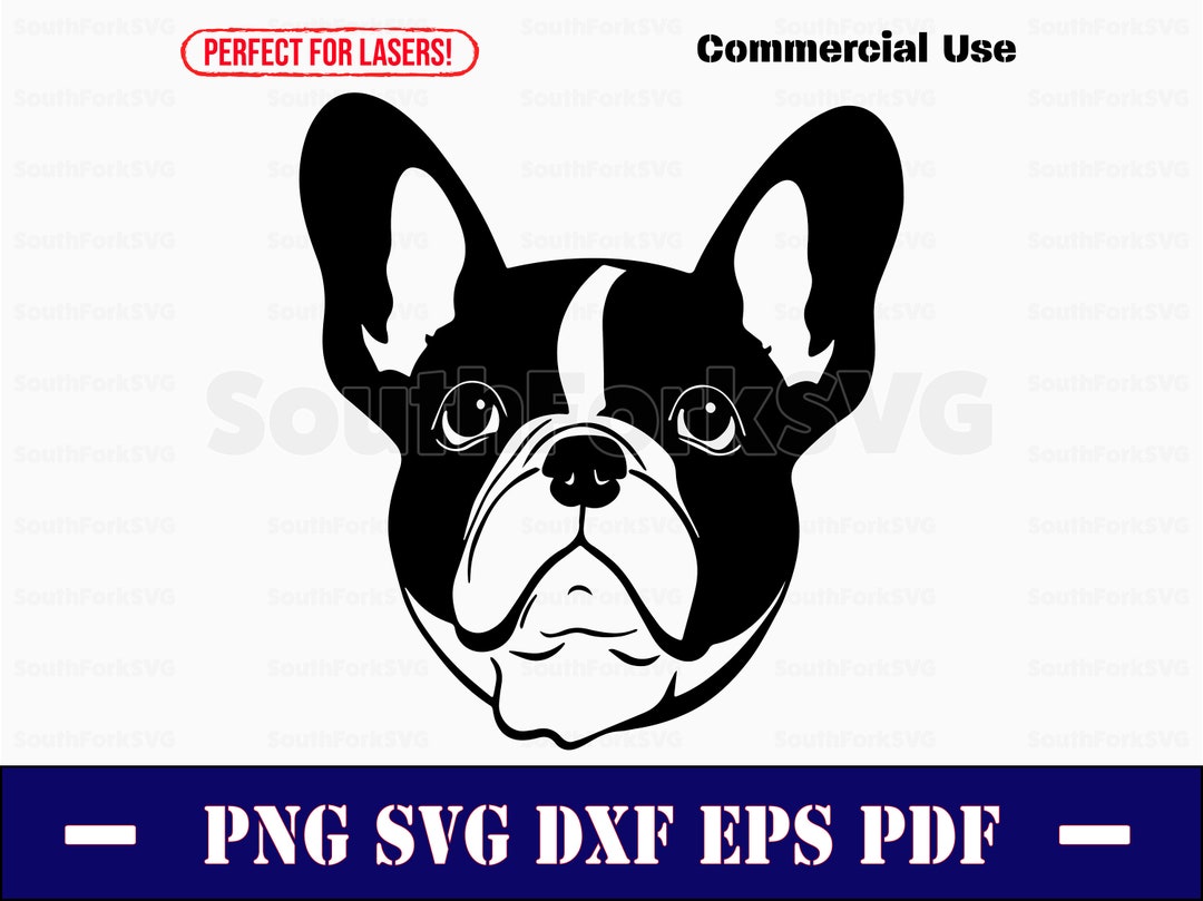 French Bulldog Head Design | Svg Png Dxf Eps Pdf | Vector Graphic Cut ...