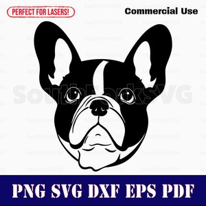 French Bulldog Head Design | svg png dxf eps pdf | vector graphic cut file laser clip art | instant digital download commercial use