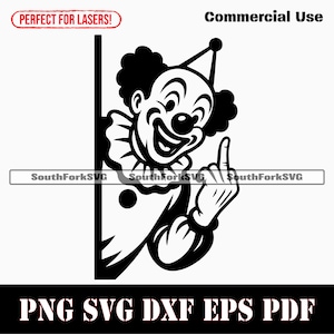 Peering Clown Middle Finger svg png dxf eps pdf | vector graphic cut stencil laser clip art dye sub print digital download commercial use