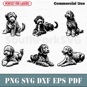 Paquete digital Goldendoodle svg png dxf eps pdf / archivo de corte gráfico vectorial clip art láser / descarga digital instantánea para uso comercial