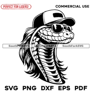 Cobra Snake Mullet Trucker Hat svg png dxf eps pdf | vector grafisch ontwerp gesneden print kleurstof sub laser graveren cnc digitale bestanden commercieel gebruik