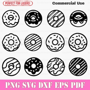 Simple Donuts Bundle svg png dxf eps pdf | vector graphic design cut print dye sub laser engrave files commercial use