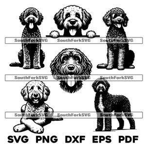 Labradoodle Dog Bundle in svg png dxf eps pdf | vector graphic cut file laser clip art | instant digital download commercial use
