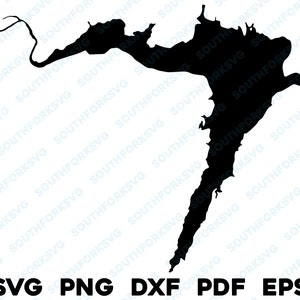 Rushford Lake New York carte forme Silhouette svg png dxf pdf eps conception graphique vectorielle coupe gravure fichier laser contour image