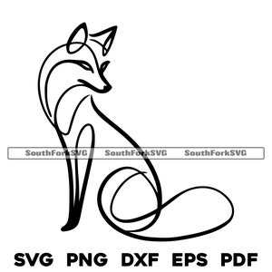 Dessin au trait simple renard | svg png dxf eps pdf | graphique vectoriel découpé fichier laser clip art | Téléchargement numérique instantané, utilisation commerciale
