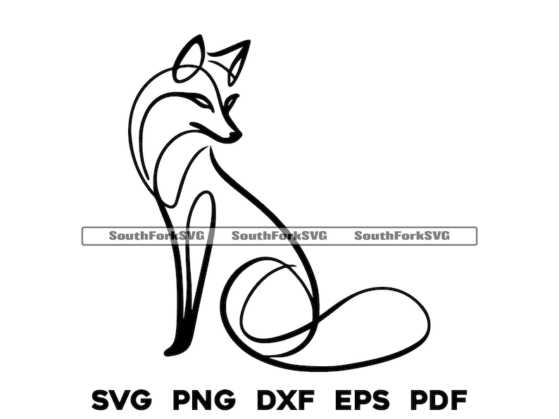 Fox Simple Line Art Design | Svg Png Dxf Eps Pdf | Vector Graphic Cut ...