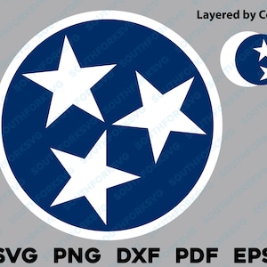 Tennessee Tri-Star svg png dxf eps pdf gelaagd op kleur vector grafisch ontwerp digitaal bestand VS 50 staatsvlaggen VS Amerika Verenigde Staten