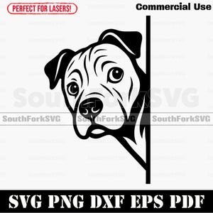Peering Peeking Pitbull Dog svg png dxf eps pdf | vector graphic cut file laser clip art instant digital download commercial use