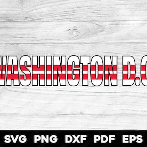 Nome della bandiera di Washington DC Design / svg png dxf eps pdf / grafica vettoriale design taglio stampa incisione laser a sublimazione file digitali