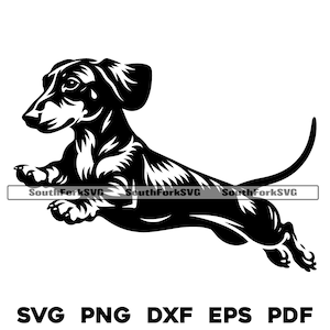 Dackel Weiner Hund Springend | svg png dxf eps pdf Vektorgrafik Schnittdatei Laser Clip Art | sofortiger digitaler Download kommerzielle Nutzung