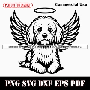 Maltesischer Hund Engel Flügel & Halo svg png dxf eps pdf | Vektorgrafik Schnittdatei Laser Clip Art Sofortiger digitaler Download Kommerzielle Nutzung