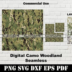 Modèle sans couture Woodland Digital Camo 4 couleurs | svg png dxf eps pdf | Illustration vectorielle découpée colorant sub art téléchargement immédiat utilisation commerciale