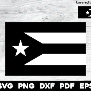 Pupertorikanische Flagge Schwarz Weiß Geschichtet | svg png dxf eps pdf | Vektorgrafik Design Cut Print Dye sub Cnc Laser gravieren digitale Dateien