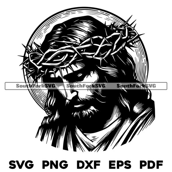 Jesus Wearing Crown of Thorns Design Files  svg png dxf eps pdf | vector graphic design cut print dye sub laser digital files