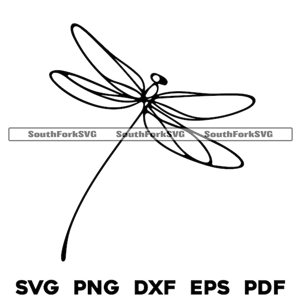 Dragonfly Minimal Line Art | svg png dxf eps pdf | vector graphic cut file laser clip art | instant digital download commercial use