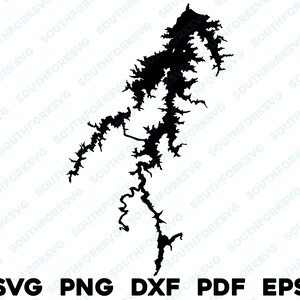 Belews Lake Carolina del Norte Mapa Forma Silueta svg png dxf pdf eps vector diseño gráfico corte grabado archivo láser imagen barco lago casa