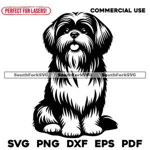 Hund Shih Tzu sitzend Design | svg png dxf eps pdf | Vektorgrafik Datei Laser Clip Art schneiden | sofortiger digitaler Download kommerzielle Nutzung