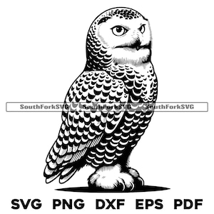 Design de pássaro coruja-das-neves | svg png dxf eps pdf | arquivo de corte gráfico vetorial a laser | download digital instantâneo para uso comercial