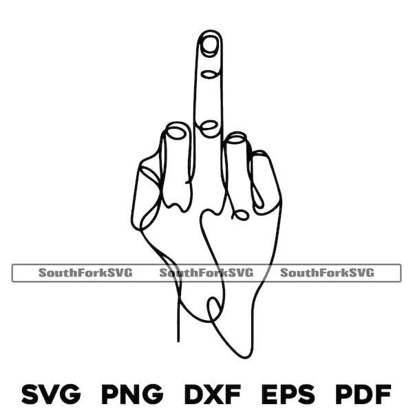 Middle Finger Minimal Line Art svg png dxf eps pdf | vector graphic cut file laser clip art | instant digital download commercial use