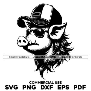 Pig Mullet Trucker Hat svg png dxf eps pdf | vector graphic cut file laser clip art | instant digital download commercial use
