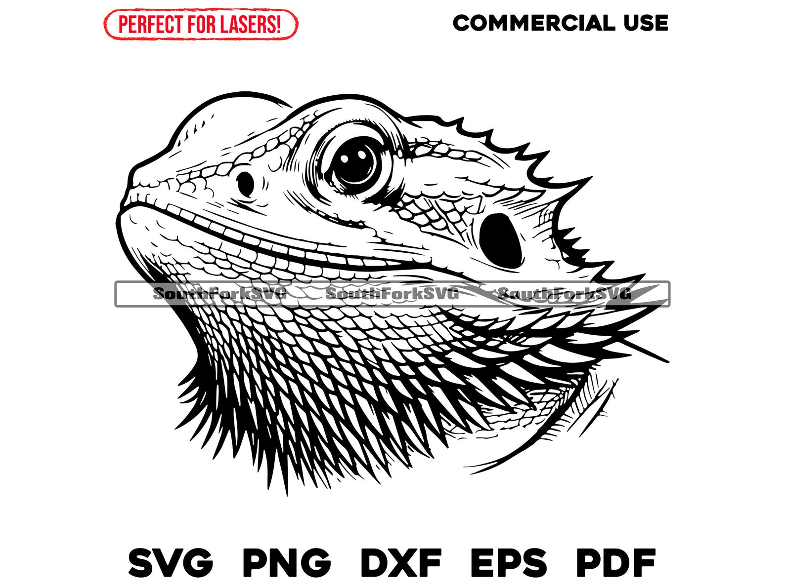 Bearded Dragon Head Laser Engrave File Svg Png Dxf Eps Pdf | Vector ...