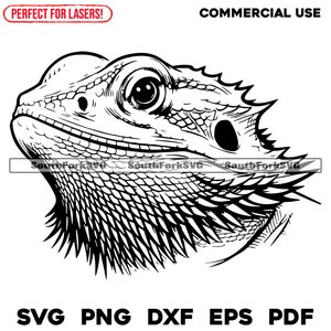 Bearded Dragon Head lasergraveren bestand svg png dxf eps pdf | vectorafbeelding knippen bestand illustraties | direct digitaal downloaden voor commercieel gebruik