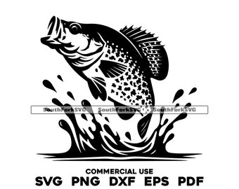 Crappie Jumping svg png dxf eps pdf | transparent vector graphic design cut print dye sub laser cnc files commercial use