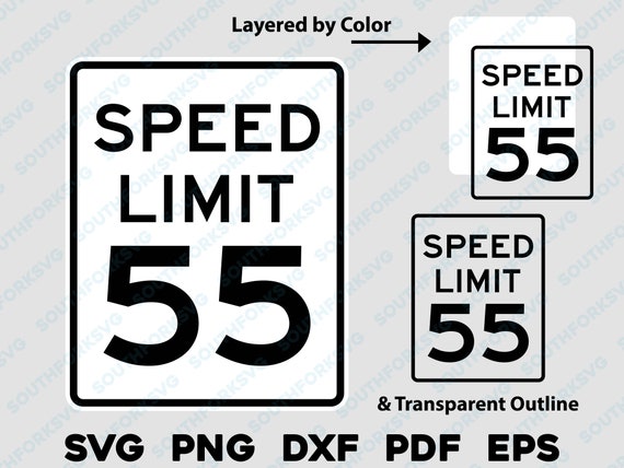 Speed Limit 55 Sign Logo Symbol Svg Png Dxf Eps Pdf Layered by - Etsy
