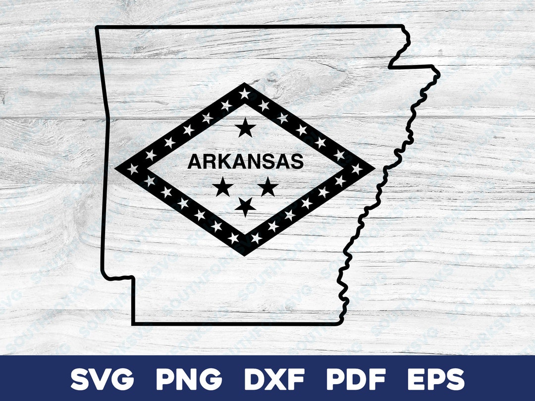Arkansas Flag State Shape Outline Design Svg Png Dxf Eps Pdf Vector ...