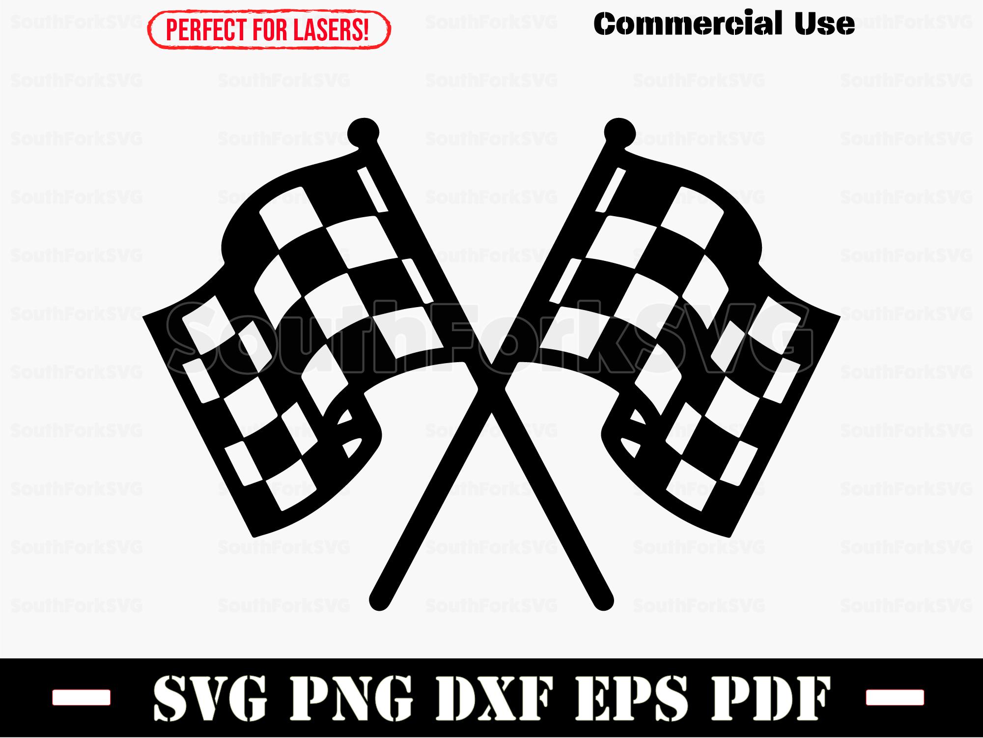 Crossed Checkered Racing Flags | Svg Png Dxf Eps Pdf | Vector