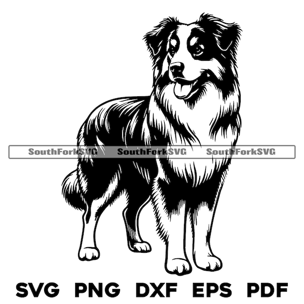 Australian Shepherd Dog Design | svg png dxf eps pdf | vector graphic cut file laser clip art | instant digital download commercial use