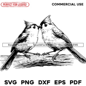 Archivos de grabado láser Pájaros carboneros copetudos svg png dxf eps pdf / gráficos vectoriales corte impresión sublimación láser archivos cnc uso comercial