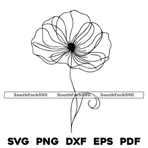 Mohnblume Line Art Design | svg png dxf eps pdf | Vektorgrafik Datei Laser Clip Art schneiden | sofortiger digitaler Download kommerzielle Nutzung