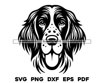 English Setter Dog Head Design | svg png dxf eps pdf | vector graphic cut file laser clip art | instant digital download commercial use