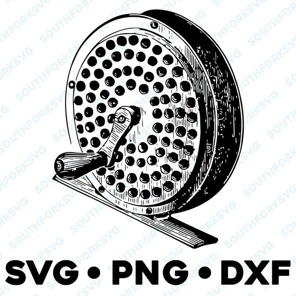 Fly Fishing Reel SVG PNG DXF vector graphic design file transparent silhouette cut file fish fly fishing crank bait hook lure