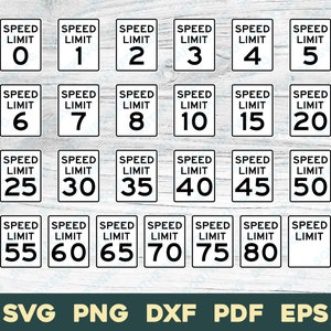 Snelheidslimietbord gelaagd op kleur Bundel | svg png dxf eps pdf | Logo symbool gesneden bestand weg straat rijden auto vectorafbeelding verjaardag
