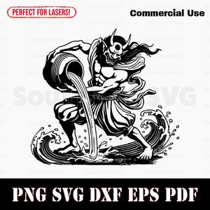 Verseau monstre japonais signe du zodiaque symbole svg png dxf pdf eps | Conception graphique de vecteur impression découpée fichier laser sub laser utilisation commerciale