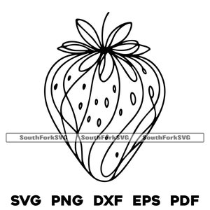 Erdbeeren Minimal Linie Kunst | svg png dxf eps pdf | Vektorgrafik Datei Laser Clip Art schneiden | sofortiger digitaler Download kommerzielle Nutzung