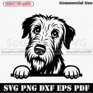 Peeking Irish Wolfhound Dog svg png dxf eps pdf | vector graphic cut file laser clip art instant digital download commercial use
