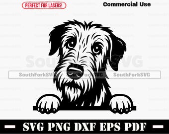 Peeking Irish Wolfhound Dog svg png dxf eps pdf | vector graphic cut file laser clip art instant digital download commercial use