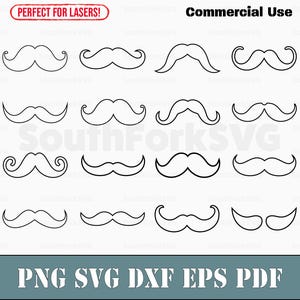Schnurrbärte Umrisse Bündel | svg png dxf eps pdf | Vektorgrafik Datei Laser Clip Art schneiden | sofortiger digitaler Download kommerzielle Nutzung