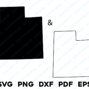 Silhouette simple de l'État de l'Utah et formes de contour svg png dxf pdf eps conception graphique vectorielle coupe gravure fichier laser image carte Amérique