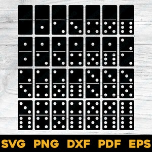 Set completo di tessere per il gioco del domino 1 invertito / svg png dxf eps pdf / grafica vettoriale design taglio stampa incisione laser a sublimazione file cnc