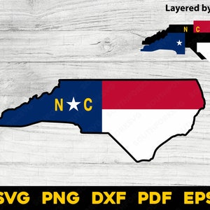 North Carolina Flag State Shape Layered svg png dxf eps pdf | vector graphic design cut print dye sub laser engrave cnc file commercial use