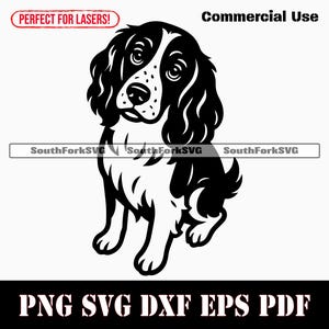 English Springer Spaniel Begging svg png dxf eps pdf | vector graphic stencil cut file laser clip art print digital download commercial use