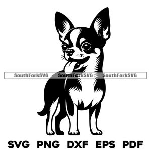 Chihuahua Dog Standing Design | svg png dxf eps pdf | vector graphic cut file laser clip art | instant digital download commercial use