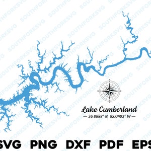 Lake Cumberland Kentucky Karte Form Silhouette svg png dxf pdf eps Vektorgrafik Schneiden Gravur Laser-Datei Bild Boot See Haus