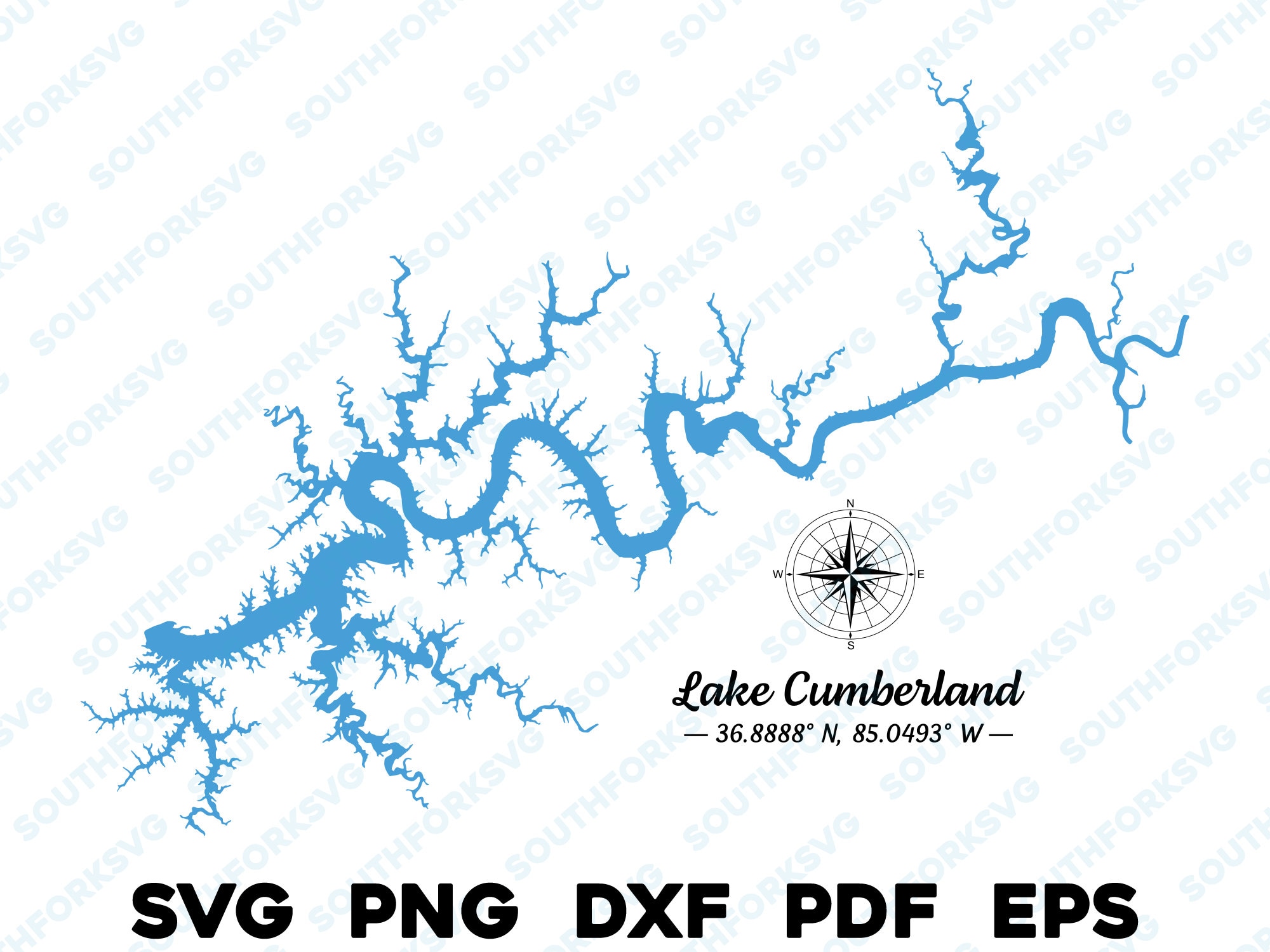 Lake Cumberland Kentucky Map Shape Silhouette svg png dxf pdf eps vector graphic design cut engraving laser file image  boat lake  house